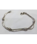 Sterling Silver - ITALY DYADEMA 3 Strand Beaded  7&quot; Snake Chain Bracelet - £15.02 GBP