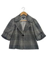 Peace of Cloth Blazer Womens 4 Gray Plaid Wool Blend One Button USA Made... - $47.51