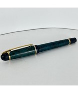Waterman Marble Green Ball Point Pen France Gold Trim - $488.63 MXN