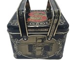 Singer Sewing Machine Metal Tin Box Lid Double Handles Black Storage Tin... - $15.79
