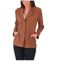 Leather Blazer Coat Jacket Women Lambskin Ladies Trench Biker Kim Fit Up... - £100.74 GBP