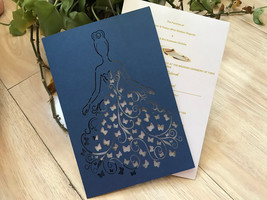 50pcs Navy Blue wedding invitation,Bridal Shower laser cut invitations,Invite - £42.30 GBP