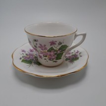 Rosina England Purple Violets Floral Teacup and Saucer Set Bone China England - £18.01 GBP