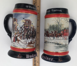 Vintage 1990 Budweiser Holiday Christmas Beer Stein Clydesdales Susan Sampson - £11.90 GBP