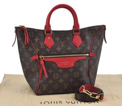 Auth Louis Vuitton Monogram Tournelle PM 2Way Shoulder Tote Bag Red - £2,395.07 GBP