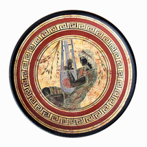 Apollo Ceramic Plate Playing The Lyre Greek Handmade Meander Design 02236 - £34.29 GBP