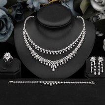 En fashion jewelry set 4 pcs necklace ring earrings bracelet shiny cubic zirconia super thumb200