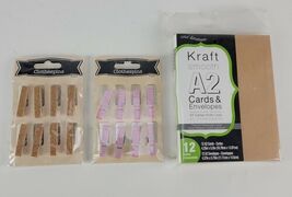 Lot of 3 Crafts Decorative Mini Clothespins &amp; A2 Cards Crafting Set - $203.08 MXN