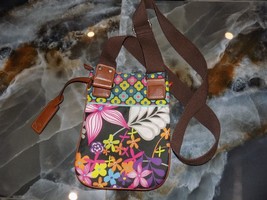 Lily Bloom Medium Floral Print Multi Pocket Crossbody Shoulder Bag Purse - £18.60 GBP