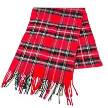 Scarf Classic Red Plaid 70 x 11.5 Fringed - £12.55 GBP