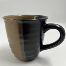 Coffee Mug Gold Dust Black by SANGO Height 4&quot;Beige Black Brown Tan Panels #5022 - £6.19 GBP