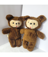 PAIR Vtg 70s Brown Plush Bears Cream Face Bear 14&quot; Possum Trot 2 pairs a... - $74.18 CAD