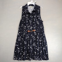 Indigo Rose Navy Sleeveless Shirt Dress Sz XL Navy White Bird Print Gold... - $30.00