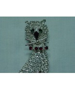 VINTAGE SPARKLY RHINESTONE CRYSTAL CAT KITTY PIN SWINGING TAIL - £44.10 GBP