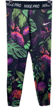 Nike Pro Leggings Size Large Girls Tropical Floral Print Running Workout Gym - £29.68 GBP