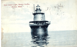 Deer Island Light, Boston Harbor MA Undivided Back Vintage Postcard 1913 - £5.16 GBP