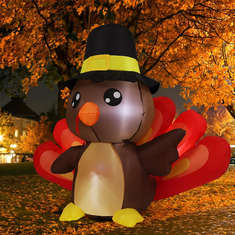 4FT Thanksgiving Decorations Inflatables Turkey Baby Blow up Yard Decoration wit Item image 4