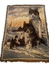 Husky Dog Tapestry Throw Blanket Snow Sled Dogs Alaska Jon Van Zyle 51&quot;x70&quot; - £52.52 GBP