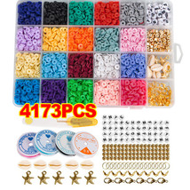 Clay Beads Kit 4173 Pcs Flat Polymer Clay Spacer Heishi Beads Set For Je... - $22.99