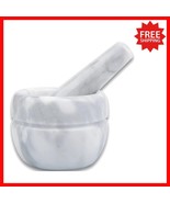 Natural Marble Mortar and Pestle Set - Ideal for Mexican and Italian Coo... - $38.55 CAD