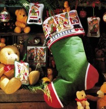 Cross Stitch Teddy Bear Santas Christmas Stocking Hugs Tray Noel Hanger ... - £9.56 GBP