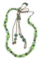 Vintage Necklace Lot Green Long Chain Plastic flapper MOD Retro layering - £14.19 GBP