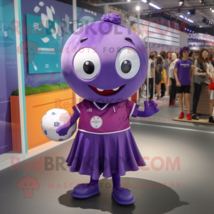 Purple Soccer Ball mascot costume character dressed with a Skirt and Tie pins - £953.62 GBP