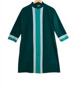 VTG Vanity Fair Womens 10 Dacron  Robe House Coat Green Colorblock Zip Front - $22.28