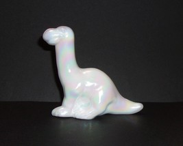 Fenton Glass Milk White Carnival MOP Dinosaur Figurine Mosser Made In USA - $77.12