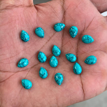 10x14 mm Pear Lab Created Blue Turquoise Cabochon Loose Gemstone Lot - £12.85 GBP+