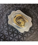 Vintage Belt Buckle Silver Tone w/Brass Gold Color Horseshoe Pattern Mad... - €10,26 EUR