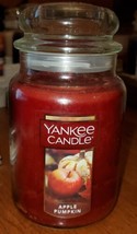 Yankee Candle APPLE PUMPKIN Large Jar 22 Oz Single Wick Candle Preowned &amp; Unused - £17.12 GBP