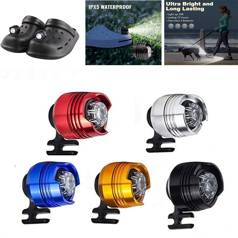 2Pcs Headlights For Crocs Mini Lights Funny Shoe Accessories Night Footlight - £13.63 GBP