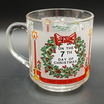 Vtg Twelve Days of Christmas Glass Mug Seven Swans Slimming 7th Day Of C... - $13.11