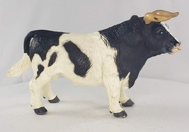 Vintage Safari Ltd Bull Black White Cow 1998 Farm Animal Toy Figure - £16.52 GBP