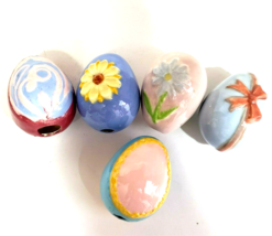 Easter Eggs Vintage Ceramic Glazed raised Floral- Lot of 5 Display - $15.00
