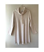 Ann Klein Sz M Funnel Neck Beige Striped Stretch Knit Sweater Dress Pull... - €32,39 EUR