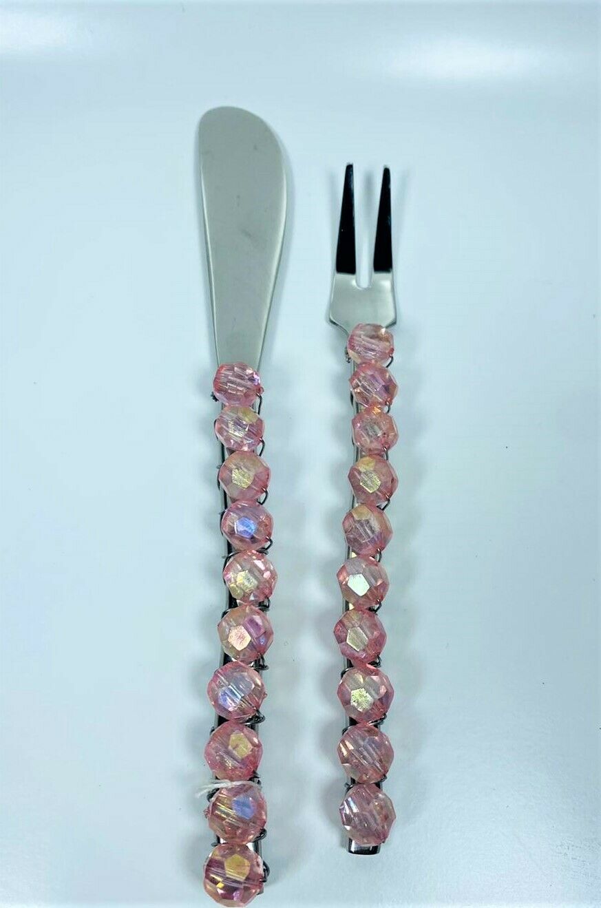 Cutlery Steak Rib Set Meat Fork &amp; Knife Stainless Steel - Light Amythyst... - $10.88