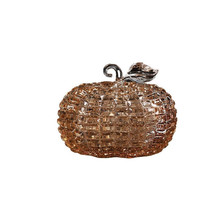 Pumpkin Candy Jar 11705 Trinket Box Crystal Cut Acrylic Amber 6.5&quot; L - $38.61