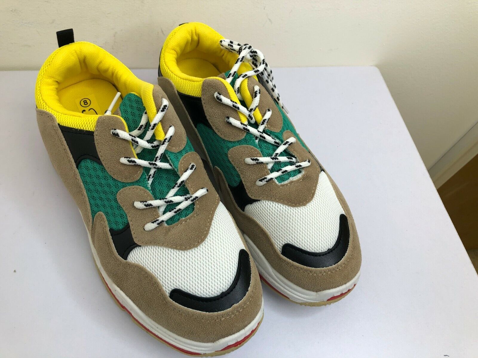 Forever by Forever link men&#39;s sneakers daddy-6 size 8 taupe/yellow - $13.48