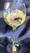 Royal Darwbe Hand Painted Crystal Balloon Wine  Glass Sunflower Signed By Artist - £12.05 GBP