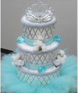 Baby and Co Shower TuTu Diaper Cake Tiffany Blue and Silver Ballerina Pr... - £59.15 GBP