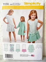 Simplicity Girls Dresses Pleats Bows Coat Jacket Pattern #1174 Sizes 3-6 Uncut - £7.43 GBP
