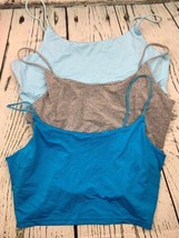 Womens Basic Solid Cami Spaghetti Double Layer Crop Tank Top 3pk XL - £19.04 GBP