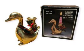 Vintage Solid Brass Goose Swan Candle Holder Decorative Christmas Holidays - £19.50 GBP