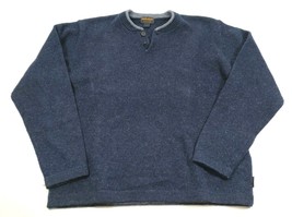 Woolrich Mens Size Large 1/4 Button Sweater Navy Wool Blend 85% Wool 15%... - $22.18
