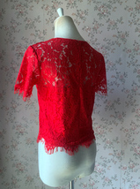 Red Lace Crop Top Outfit Women Custom Plus Size Crop Top Blouse for Wedding image 6