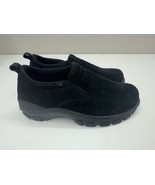 Lands End Womens Clogs Size 6 M Black Suede Slip On Comfort Walking Shoes - £18.47 GBP