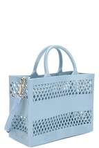New Blue Smooth Vented Design Handle Hand Bag - $40.59