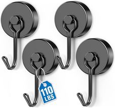 4 Pack 110LBS Magnetic Hooks Heavy Duty Neodymium Magnet Hooks for Hangi... - $14.77